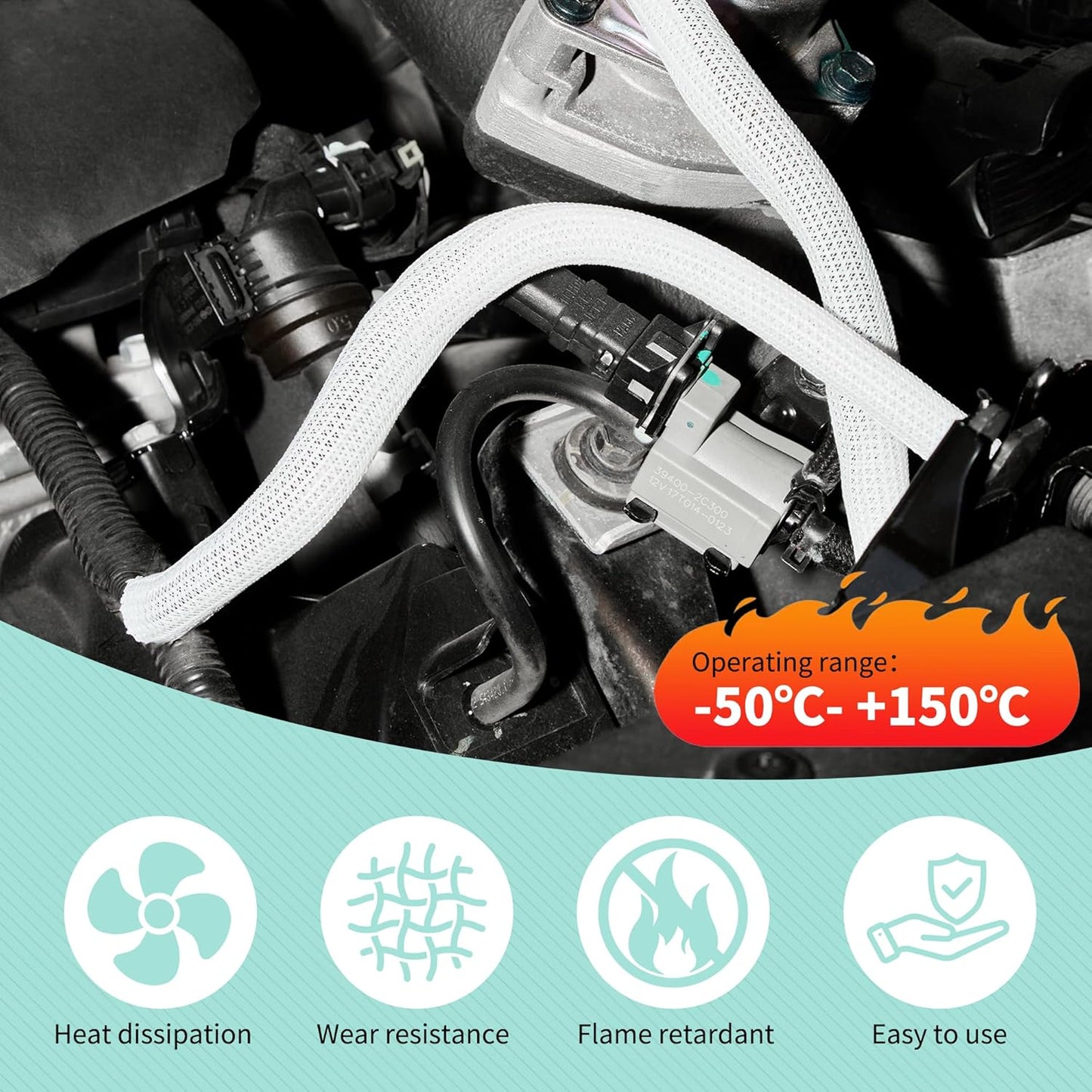 Funda cables blanca 50pulg tubo protector poliéster ignífugo