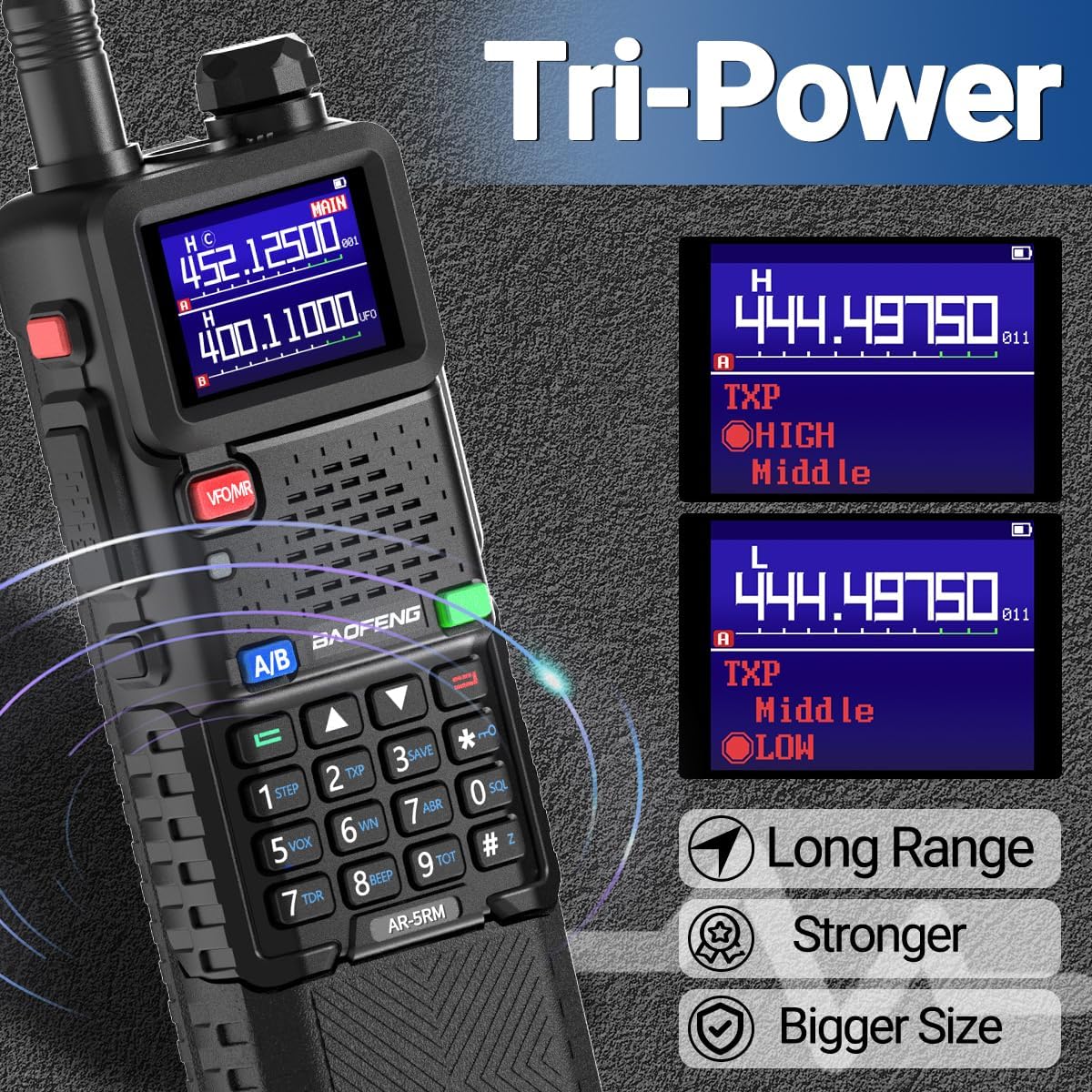 Radio FM de mano 2 vías AR-5RM NOAA con batería 3800mAh