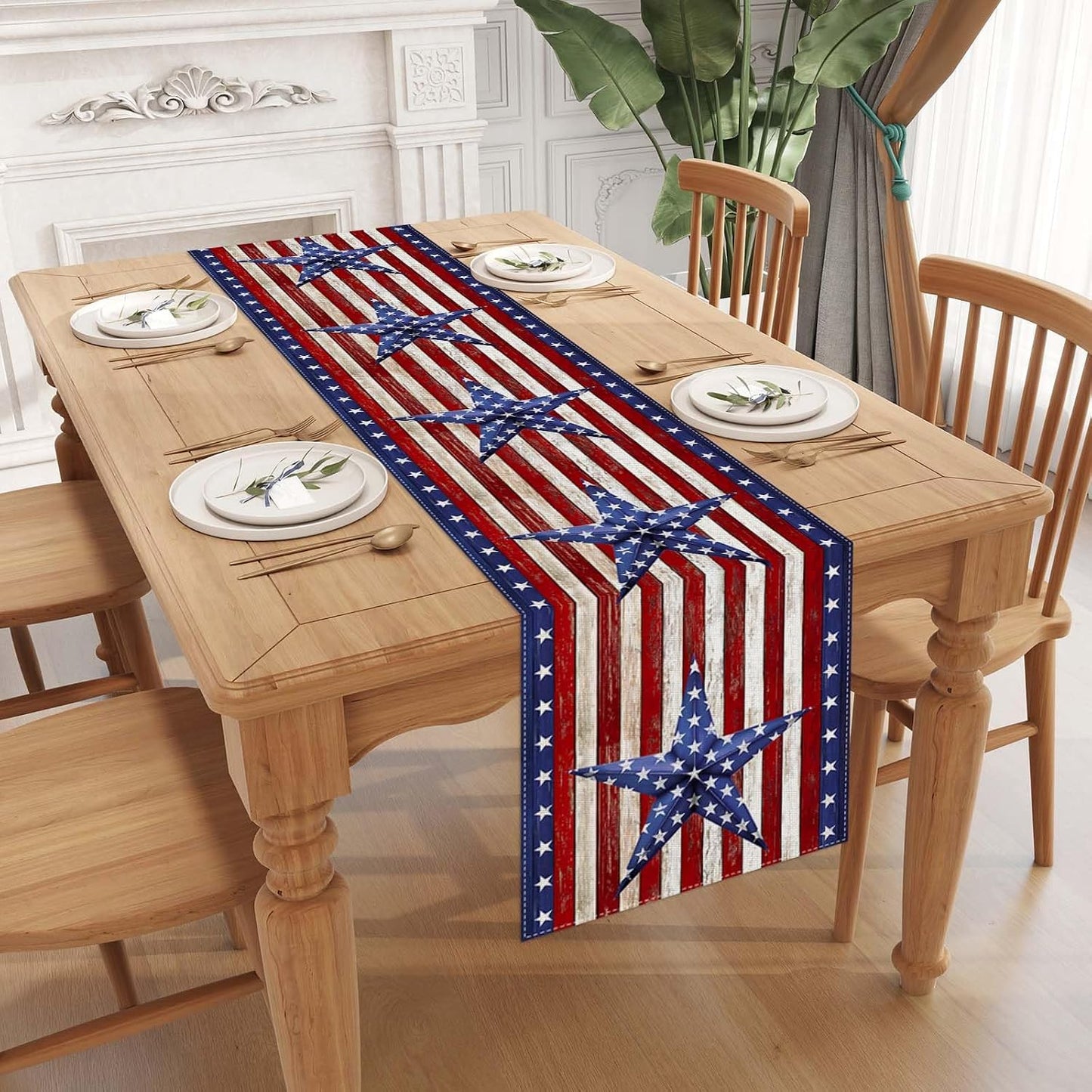 Camino mesa acuarela bandera USA 13x108 pulg