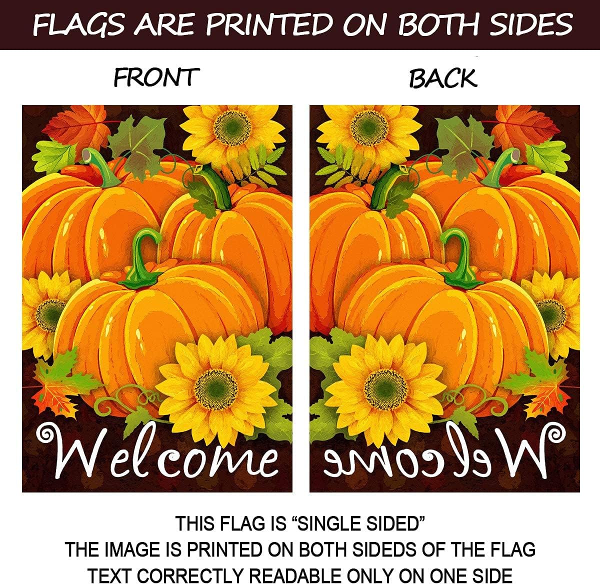 Bandera jardín calabazas girasoles 12x18"
