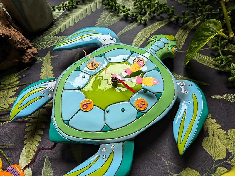 Reloj de pared con péndulo tortuga caprichosa