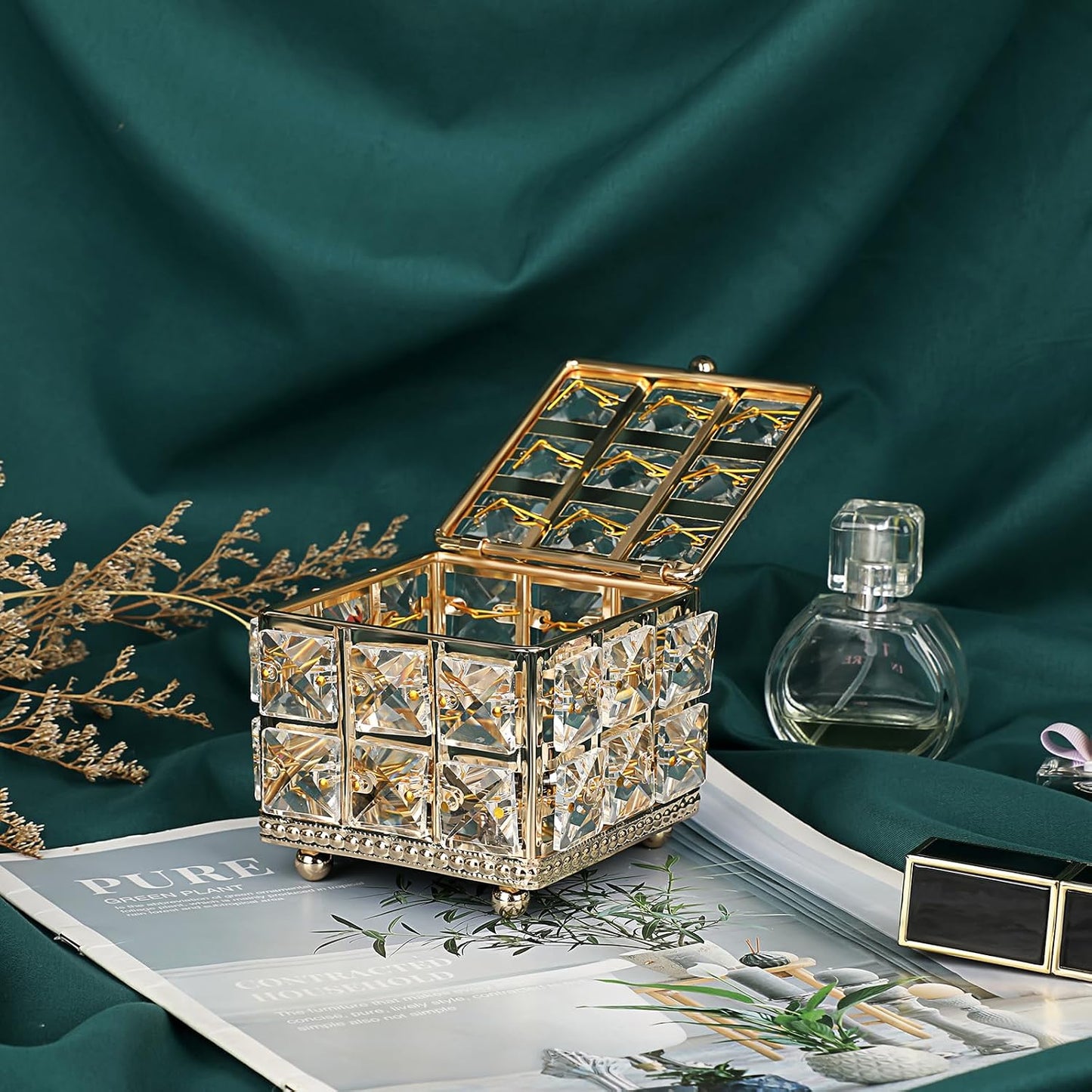 Caja joyero cristal con espejo para mujeres