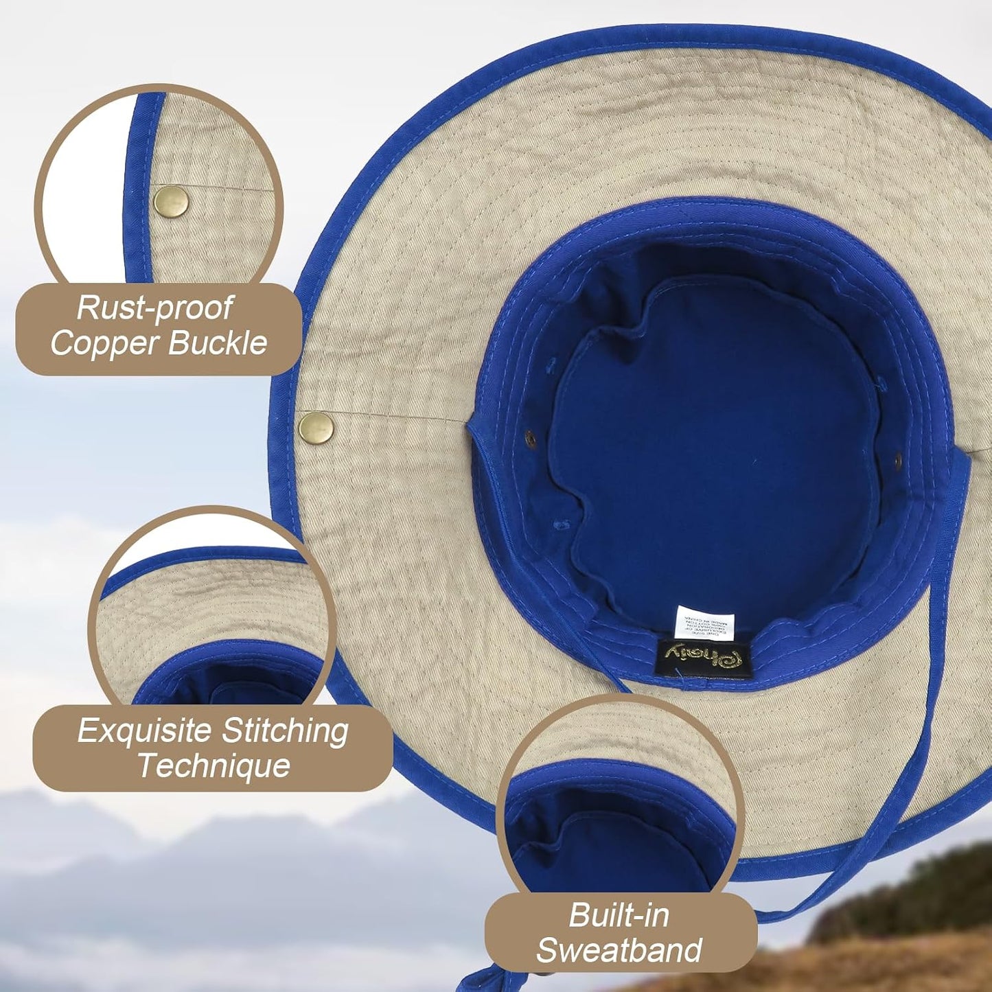 Sombrero pescador ala ancha UV para hombres mujeres
