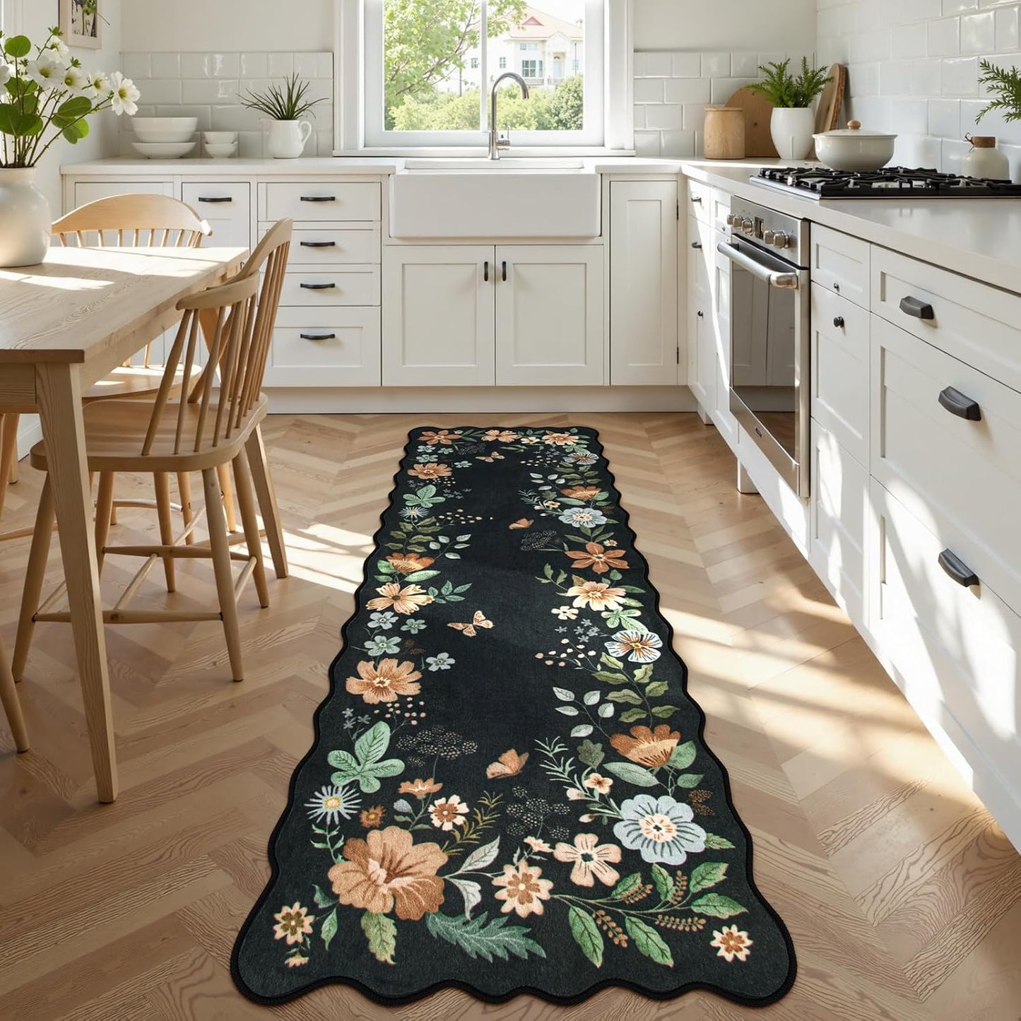 Alfombra antiderrap pasillo cocina 2x8pulg negro/gris