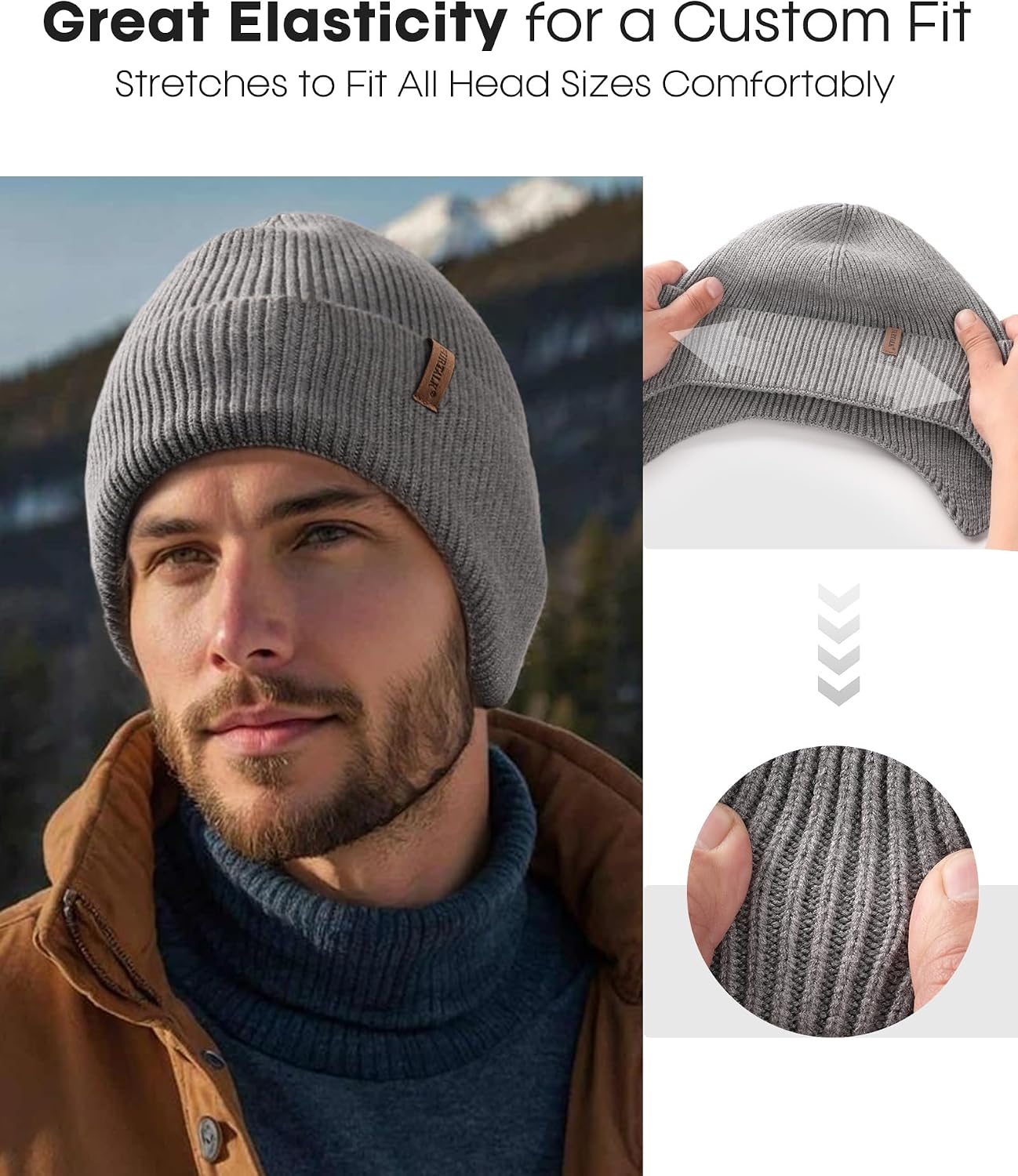 Gorro invierno con solapa forro polar para hombres exterior