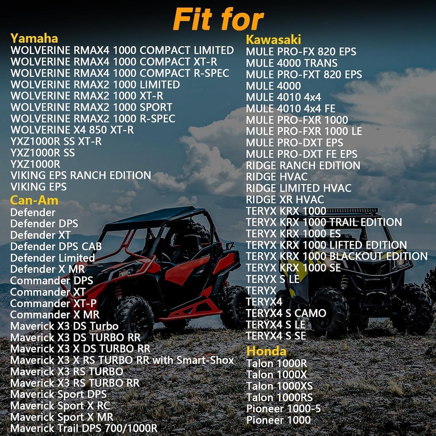 Cubierta UTV 126x69x68" impermeable 420D para Yamaha Honda