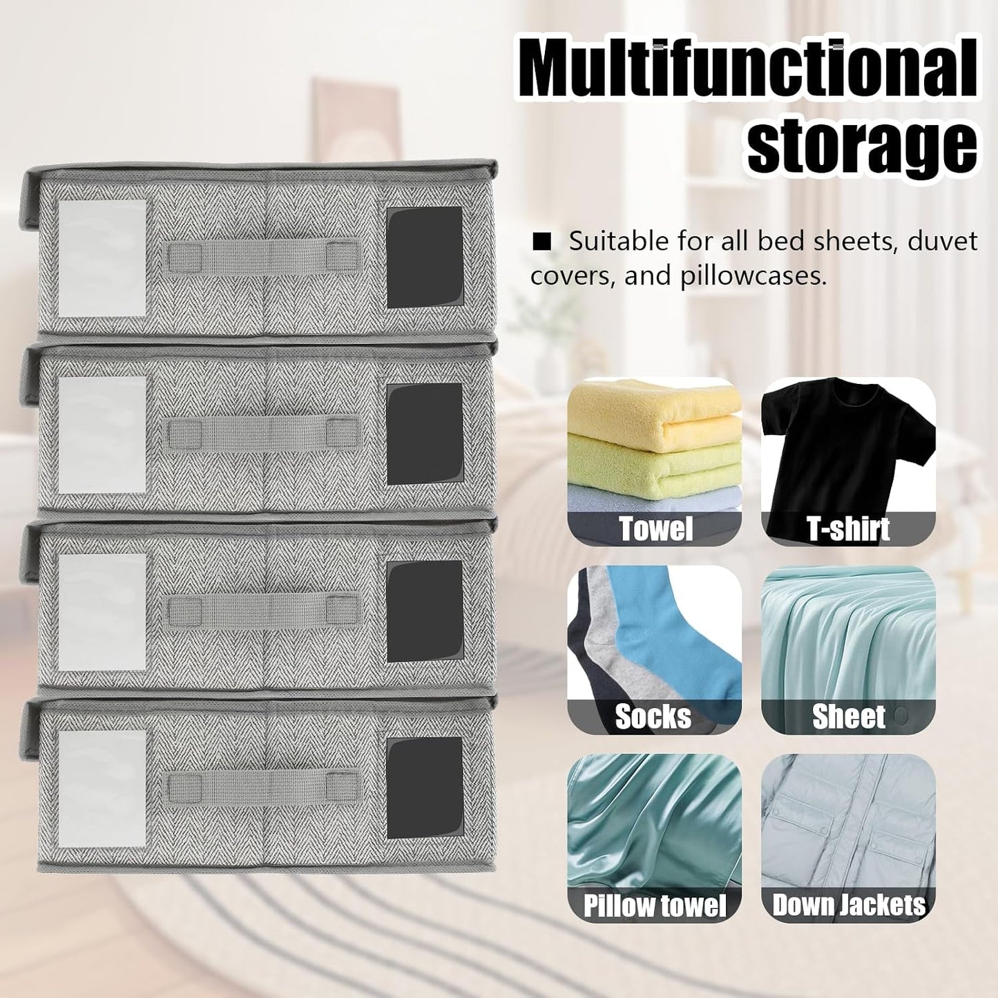 Organiz. sábanas plegable con ventana king/queen