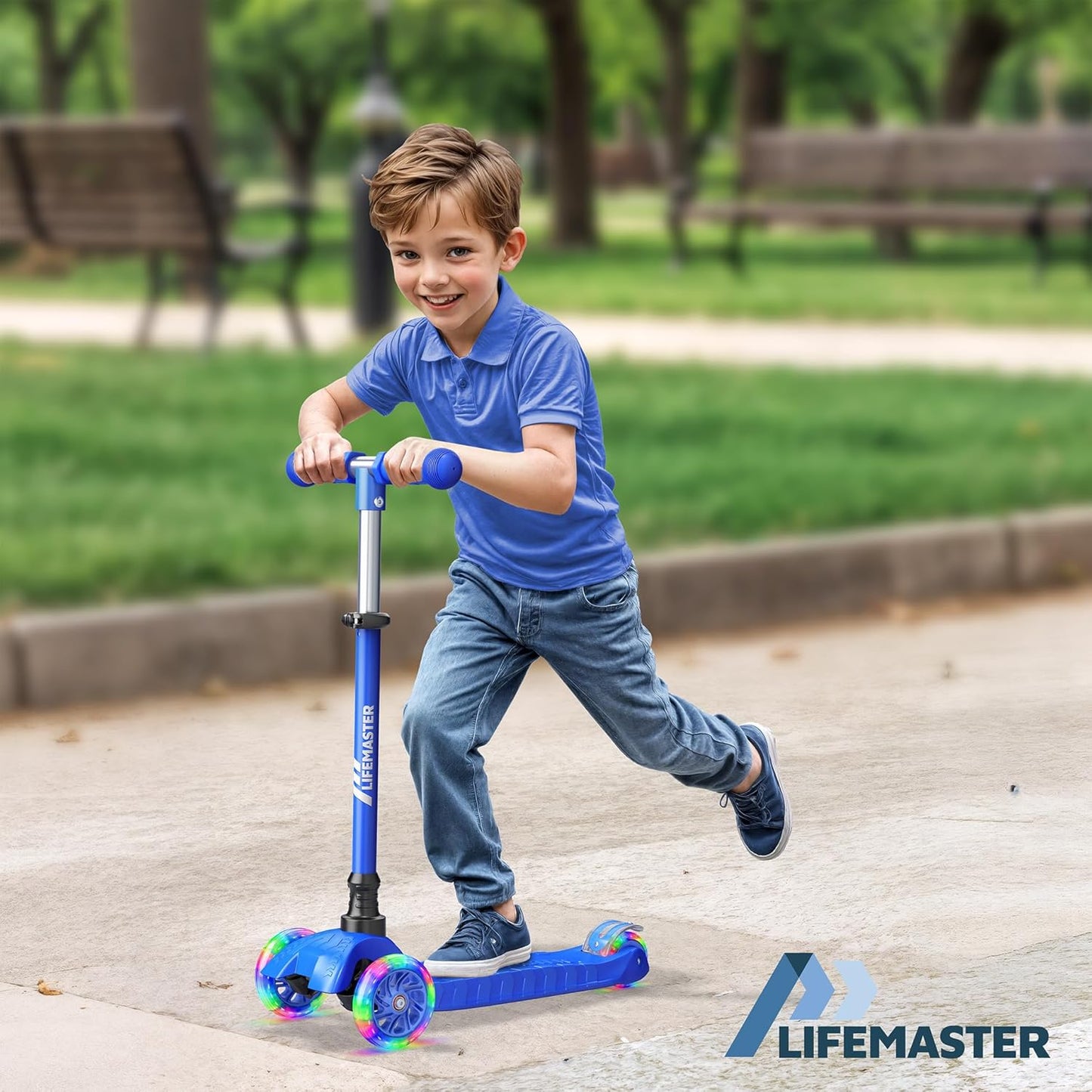 Patín 3 ruedas niños luces ajuste altura deck antiderrap