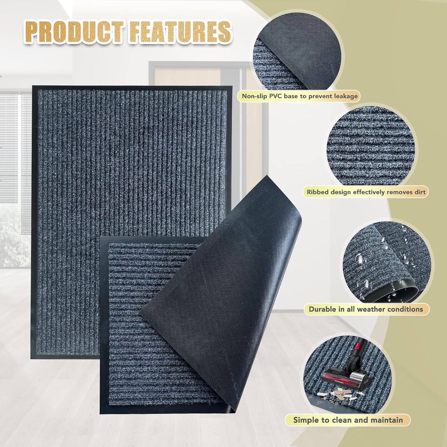 Tapete puerta 3x6ft bienvenida impermeable interior exterior