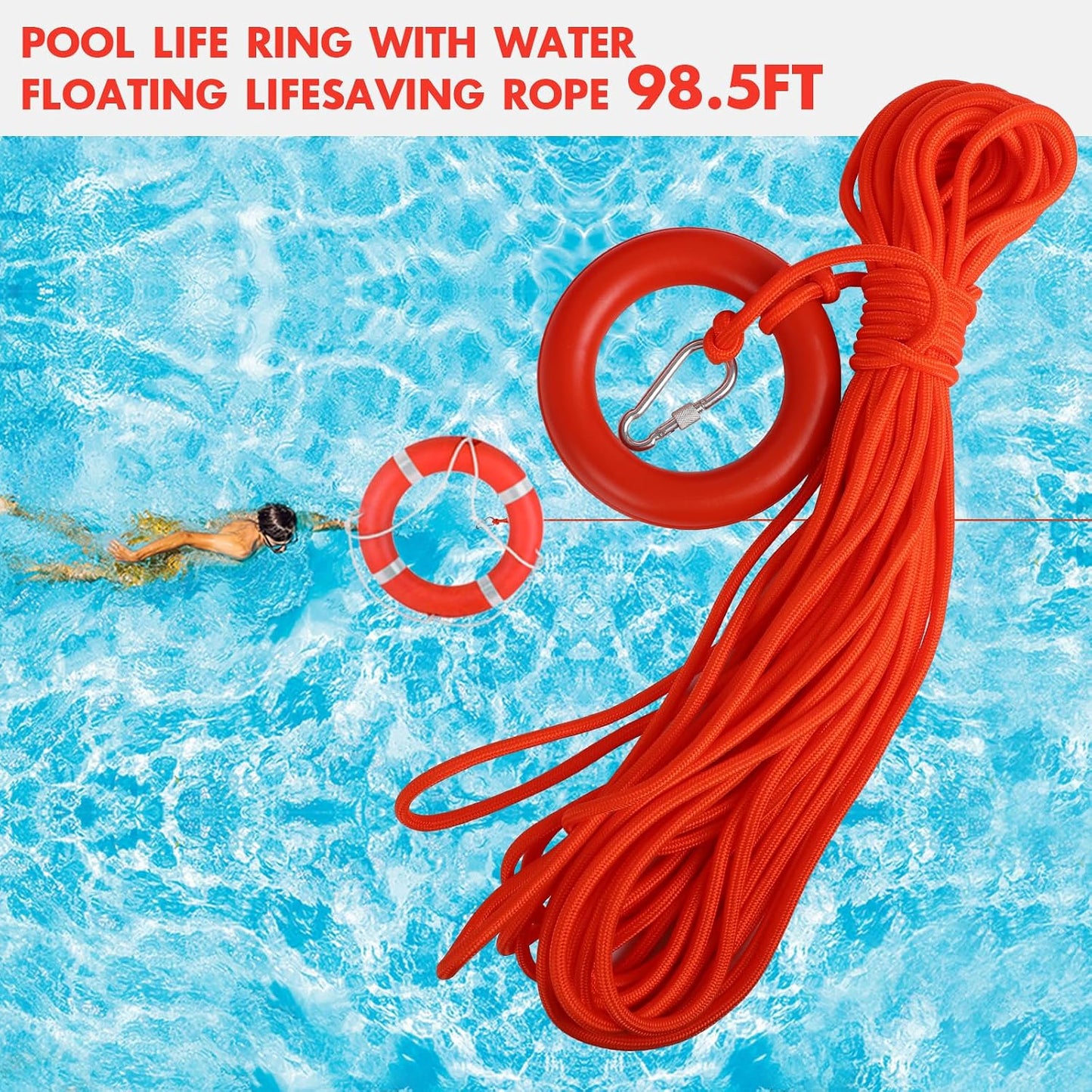 Anillo salvavidas 23" cuerda flotante 98.5ft