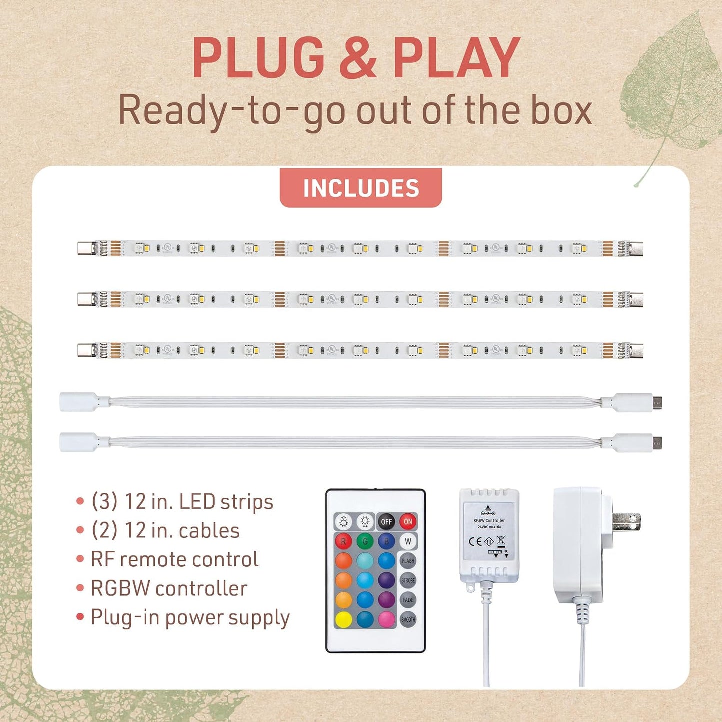 Kit tira luces LED multicolor 12pulg control remoto