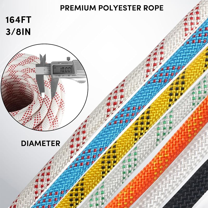 Cuerda poliéster 3/8" x164ft 3520lb escalada camping
