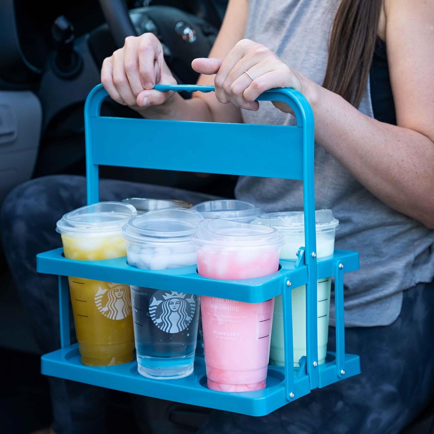 Transportador bebidas reutiliz. con asa azul bondi