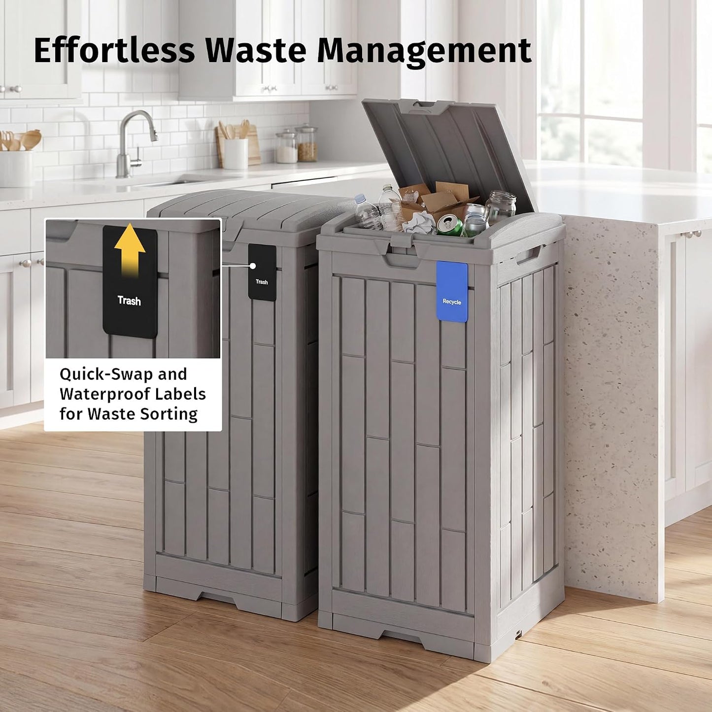 Cubo basura exterior 38gal resina impermeable tapa