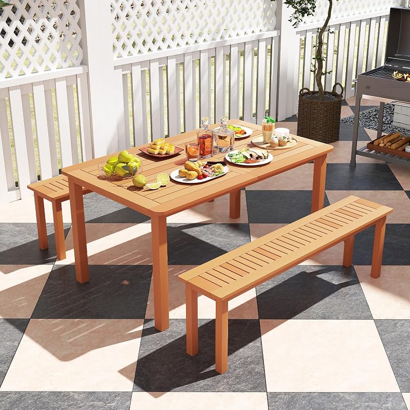 Banco madera exterior set 2 de 59" sin respaldo teca