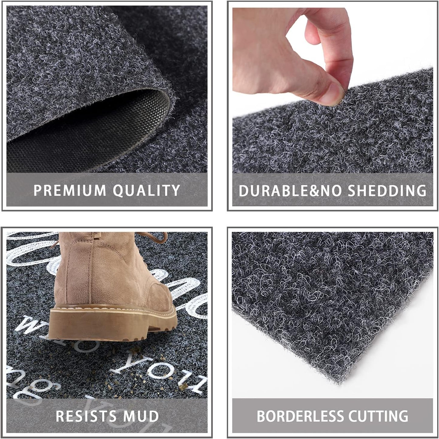 Felpudo antiderrap gris para puerta delantera casa