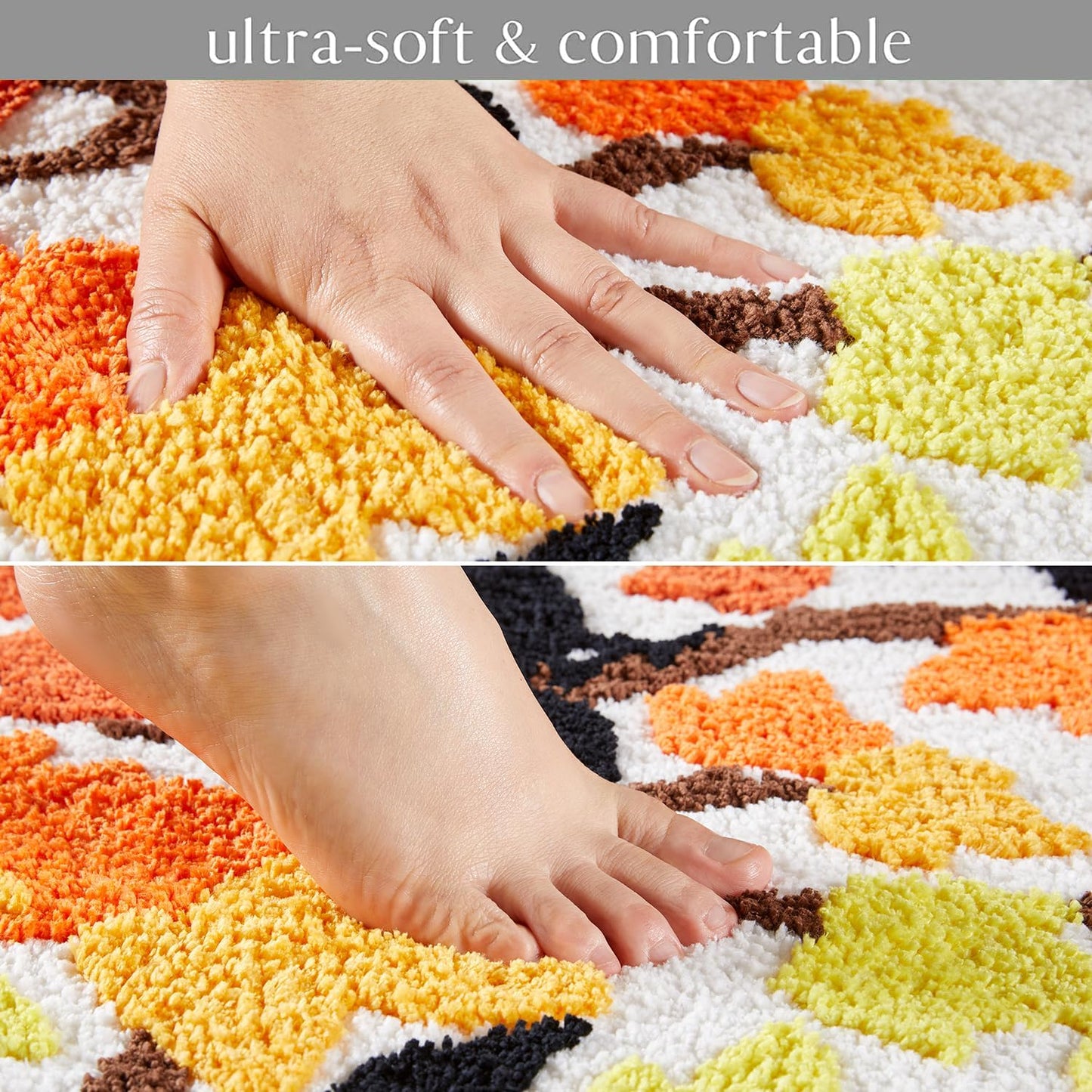 Tapete baño hojas arce otoño antideslizante lavable 2ft