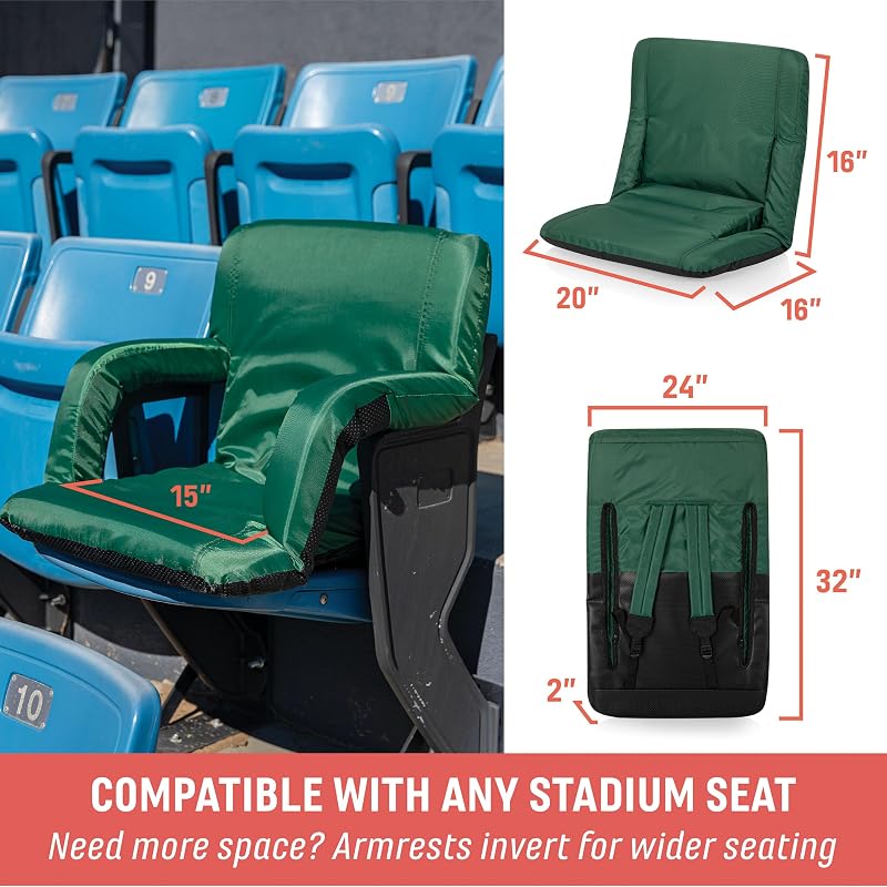 Silla reclinable portátil para estadio gris 38x20x4