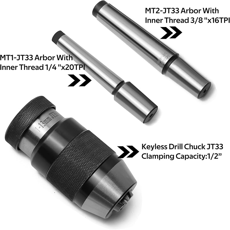 Portabrocas sin llave 1/2pulg JT33-MT2 y JT33-MT1