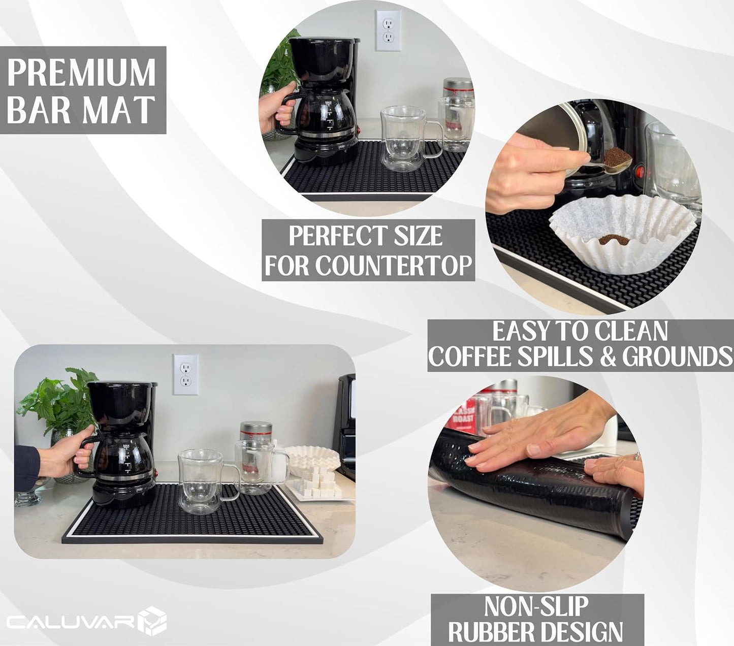 Alfombrilla café silicona 18x12pulg protector espresso