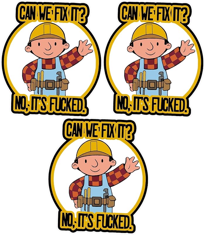 3 Pzas Adhesivo Casco Bob Humor Mecánico Soldador