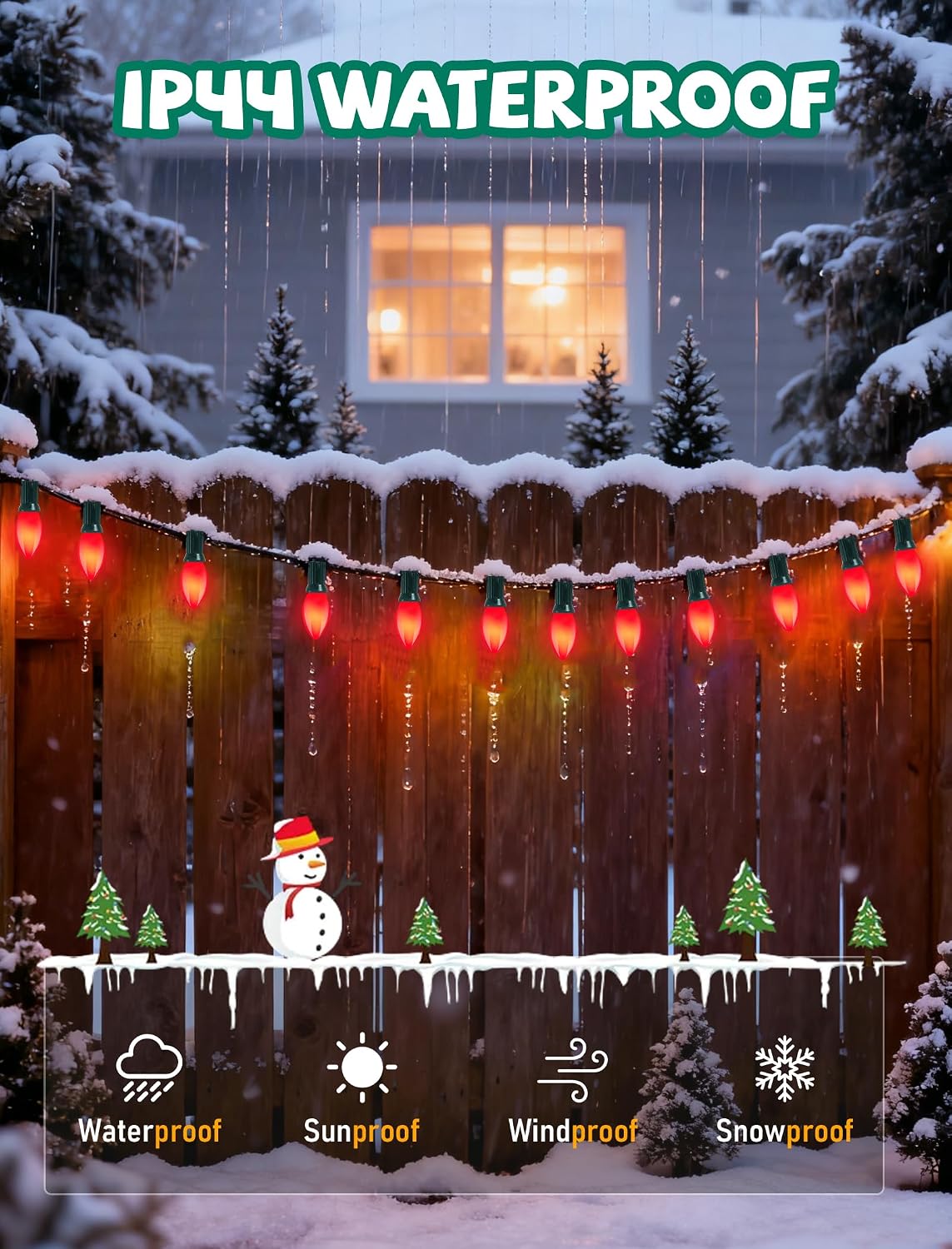 50 Bombillas C7 Cerámica Roja Luces Navideñas Vintage