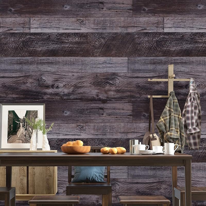 Papel tapiz autoadhesivo madera gris 17.71x472"