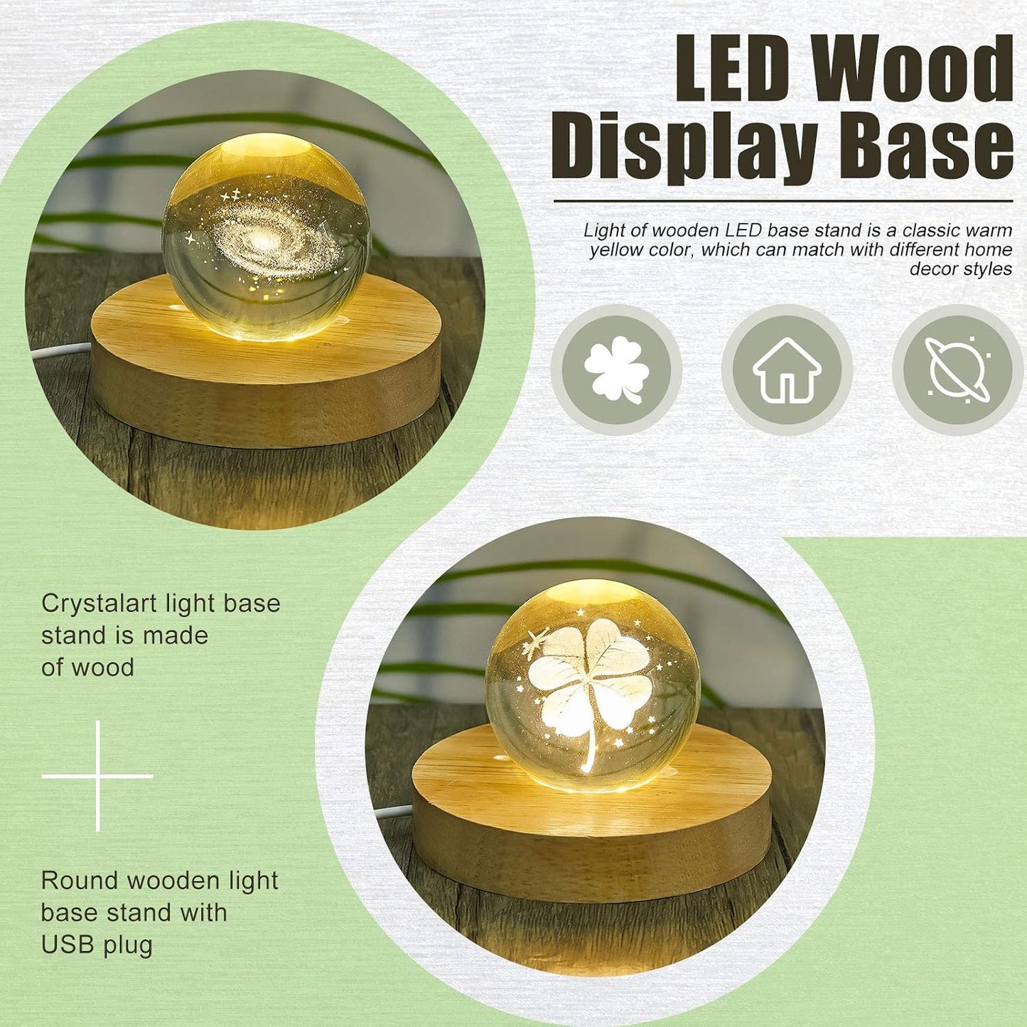 4 Pzas Base LED para Vidrio Arte Resina 3D Redondo