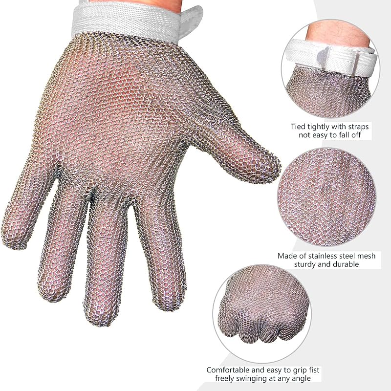 Guante malla A9 resistente cortes acero inox