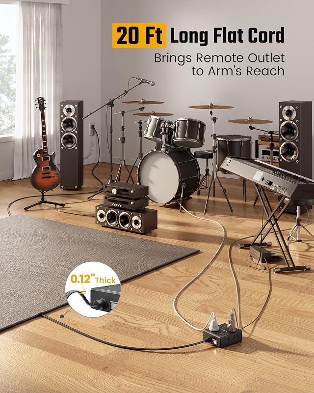 Regleta con protector sobretensiones 20 ft 8AC 4USB