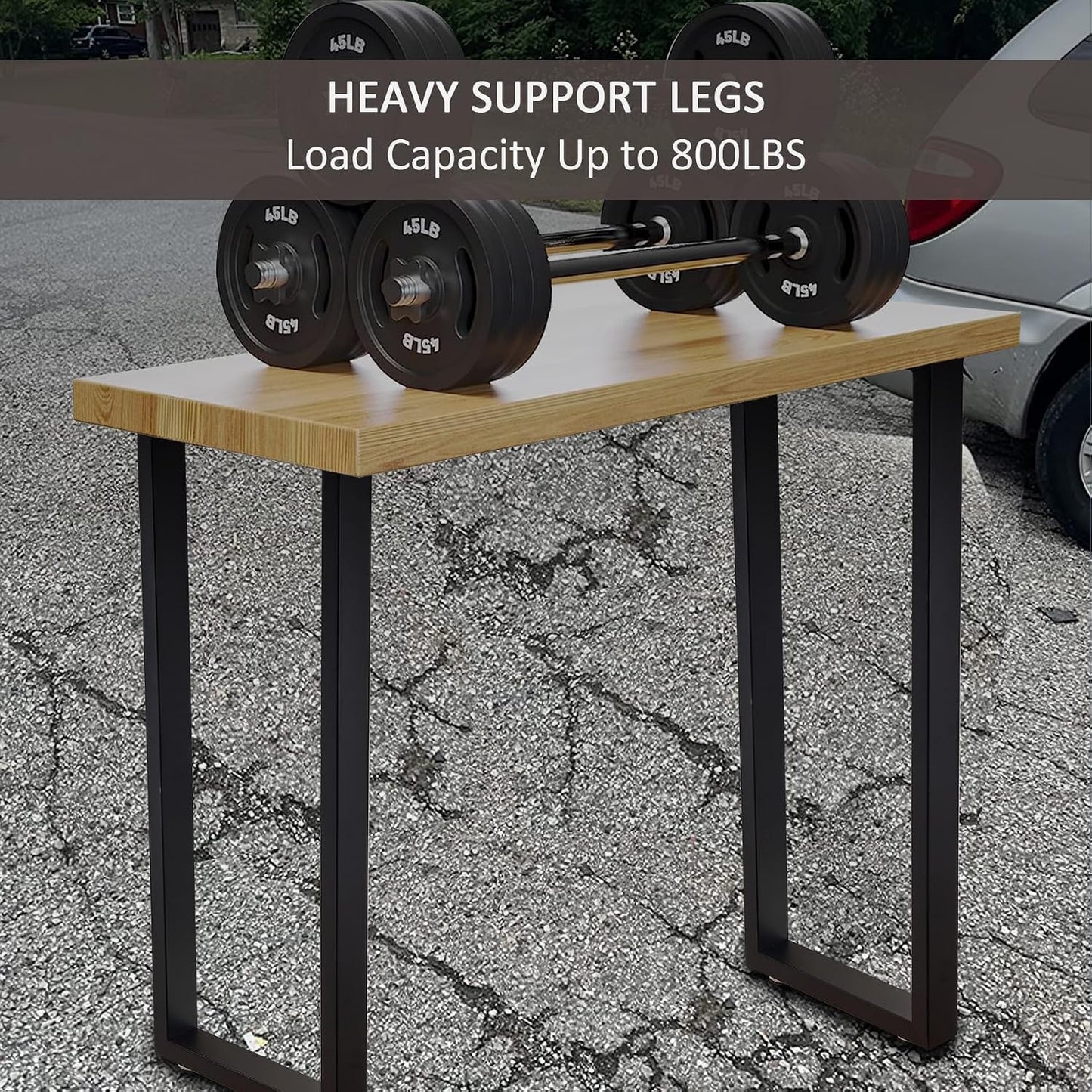 Patas mesa barra metal 36pulg ajustables negro set 2