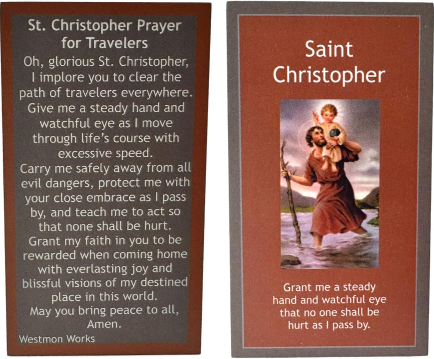 Set llaveros San Cristóbal medallón metal tarjeta oración