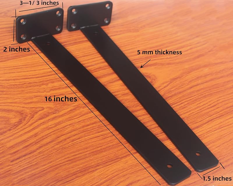 12 Soportes Estante en L Negro 16" Hierro Flotantes