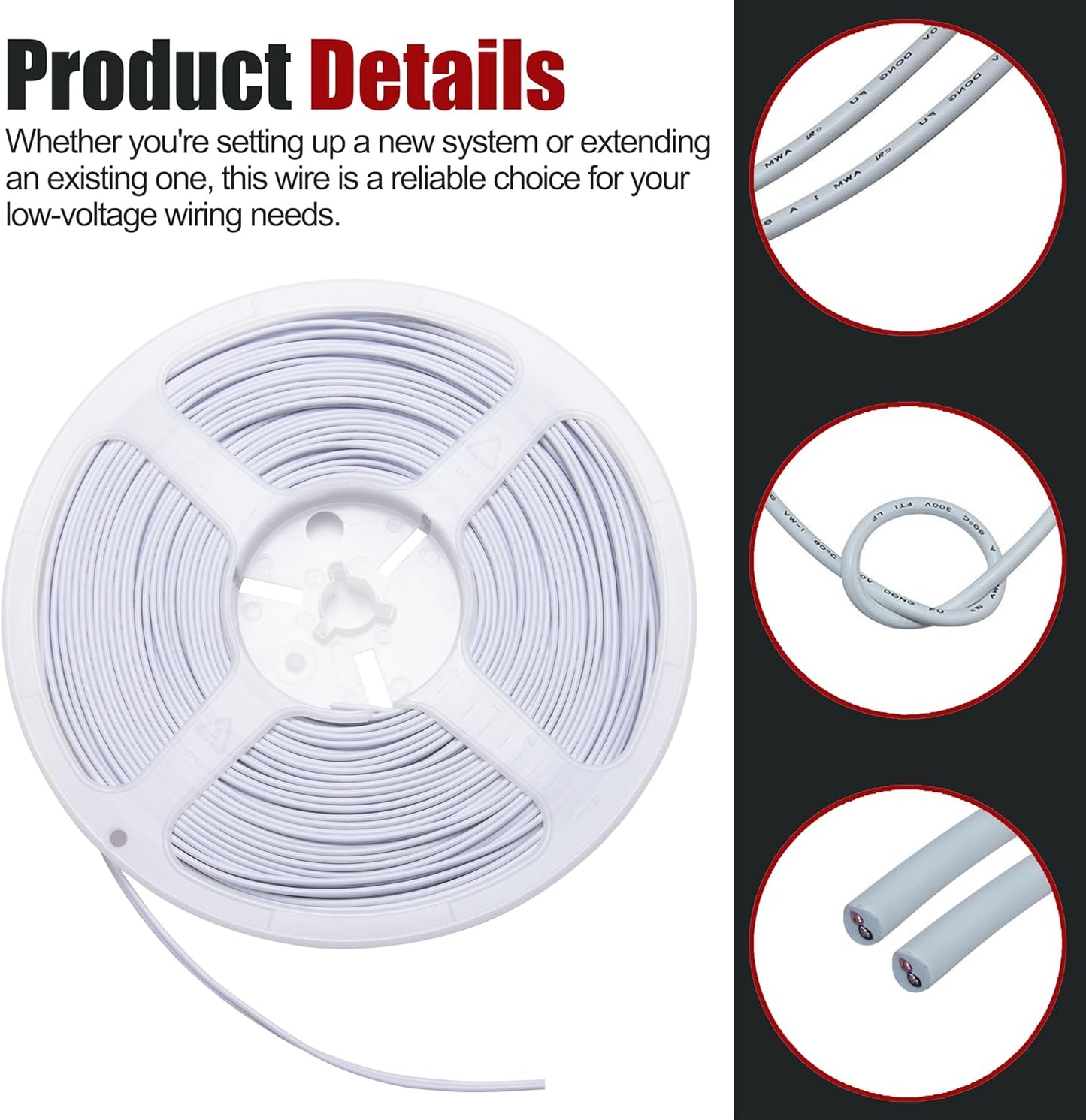 Alambre puerta garaje 100ft 2 conductores 24/2 awg