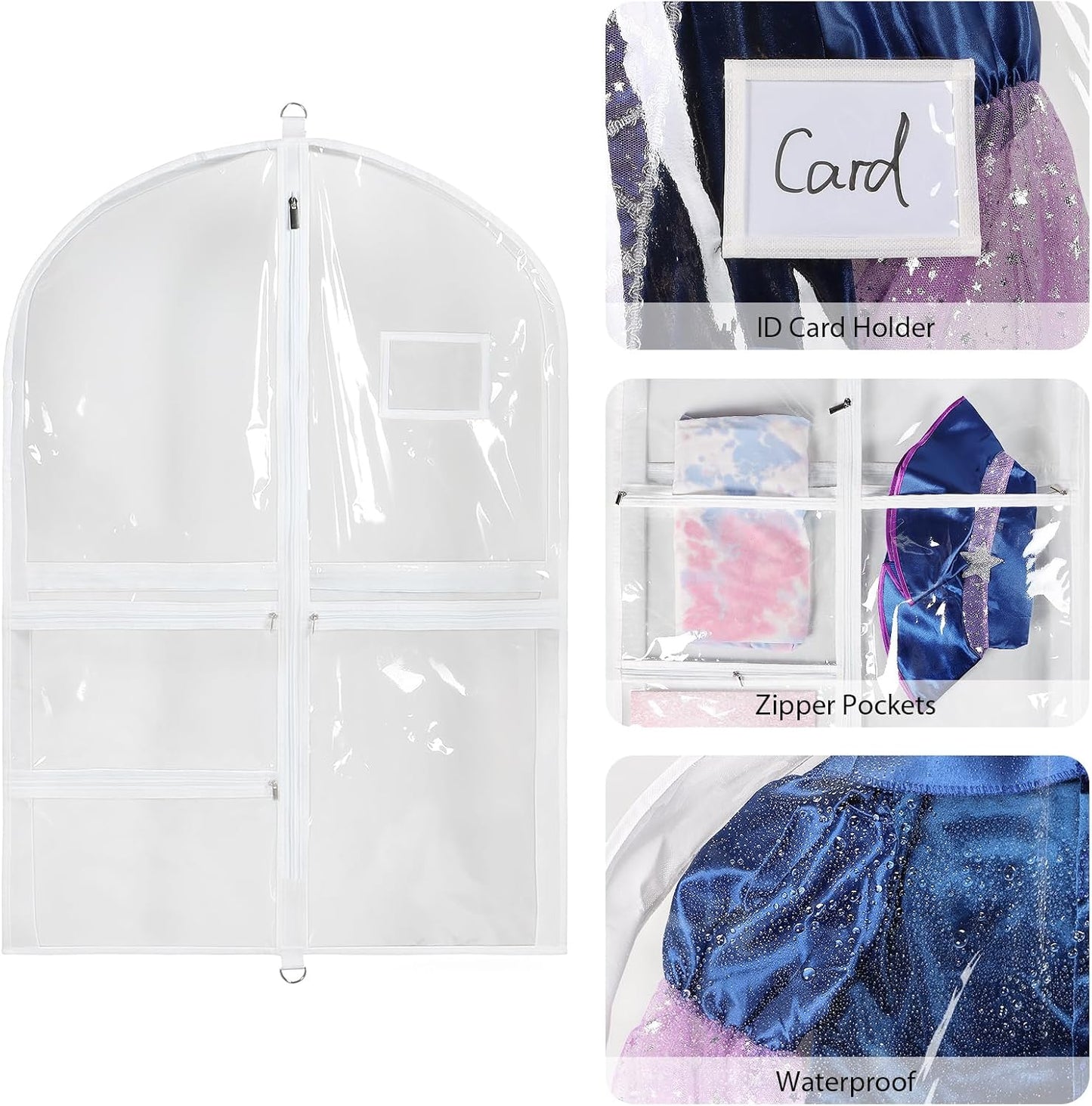 Bolsas ropa baile PVC transparente 35" con bolsillos