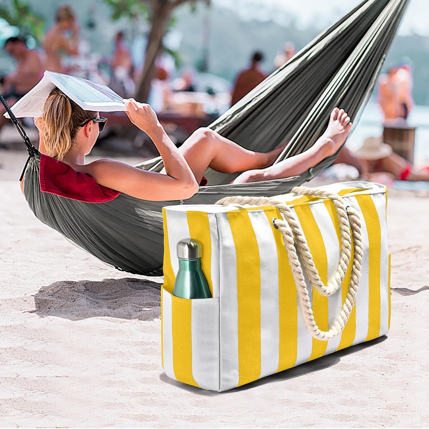 Bolsa natación mujer impermeable a rayas con cremallera