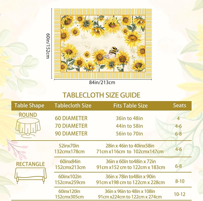 Mantel rectangular primavera 60x84pulg floral amarillo