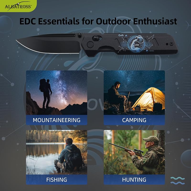 Cuchillo plegable VG10 acero mango G10 4.3" bloqueo caza EDC