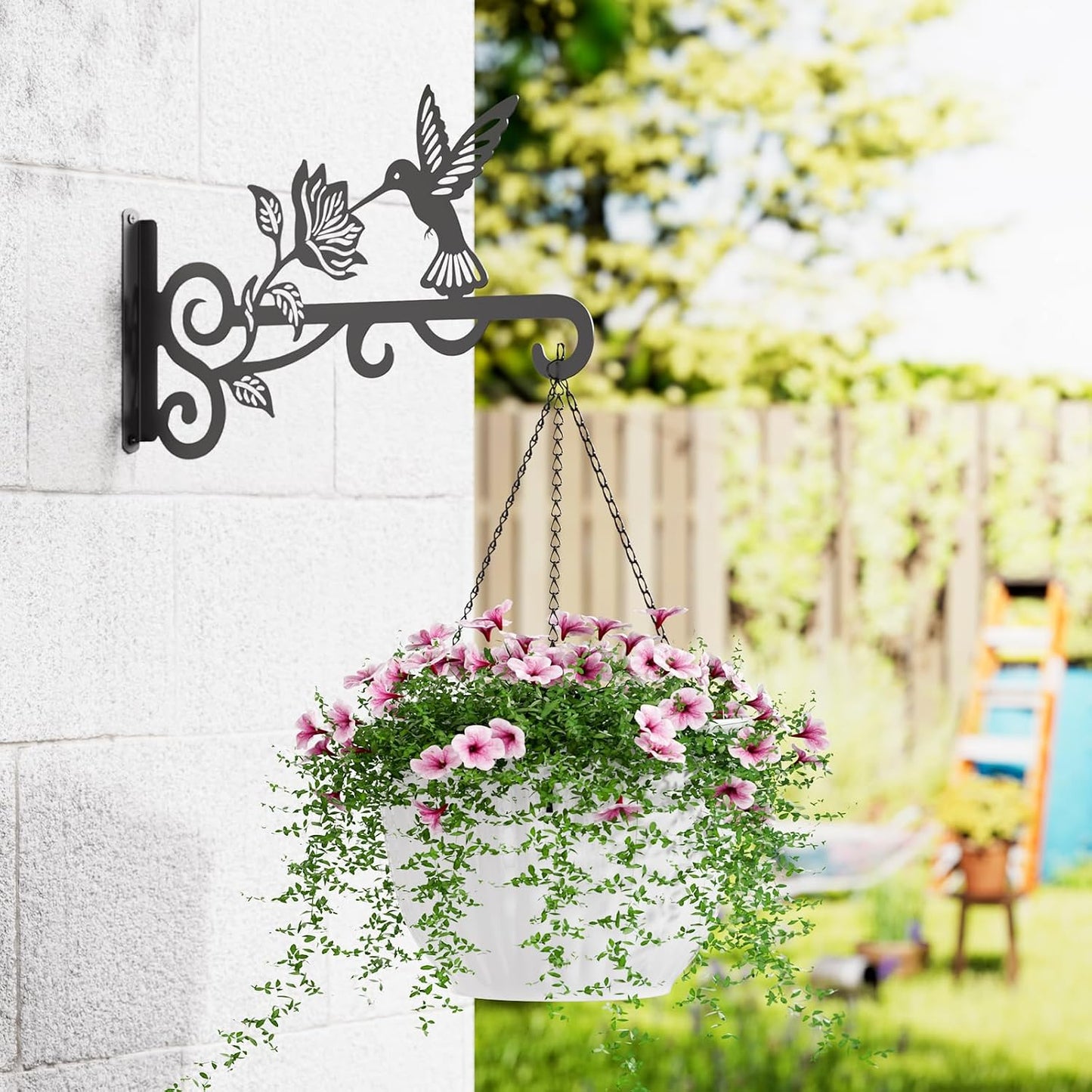 2 Pzas Percha Metal para Plantas 10pulg Patrón Colibrí