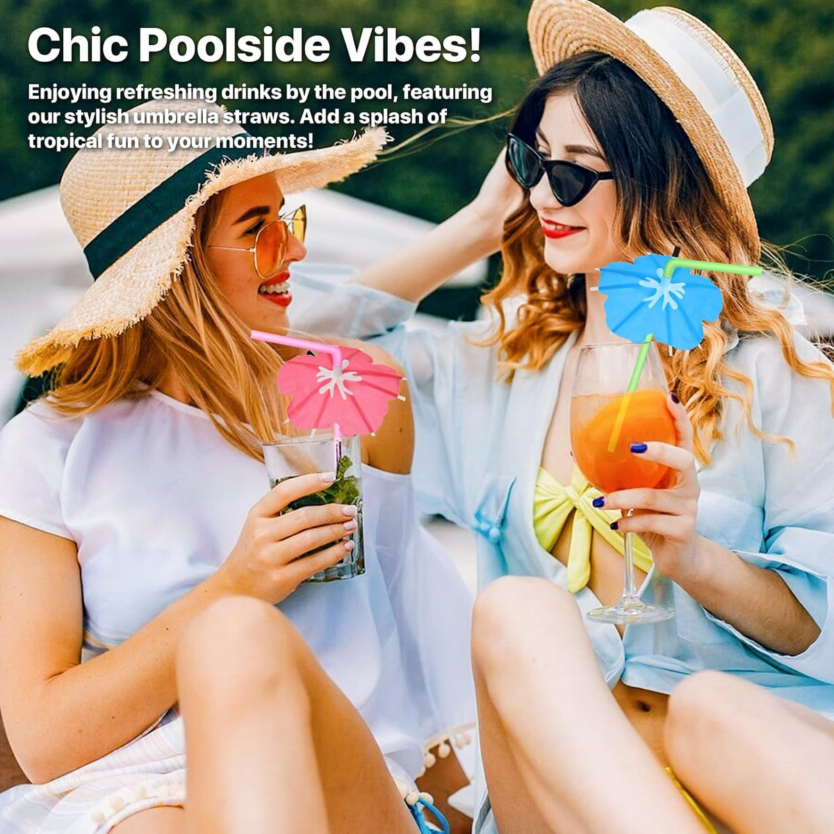Pajitas con paraguas coloridas para fiesta Tiki Luau 100uds