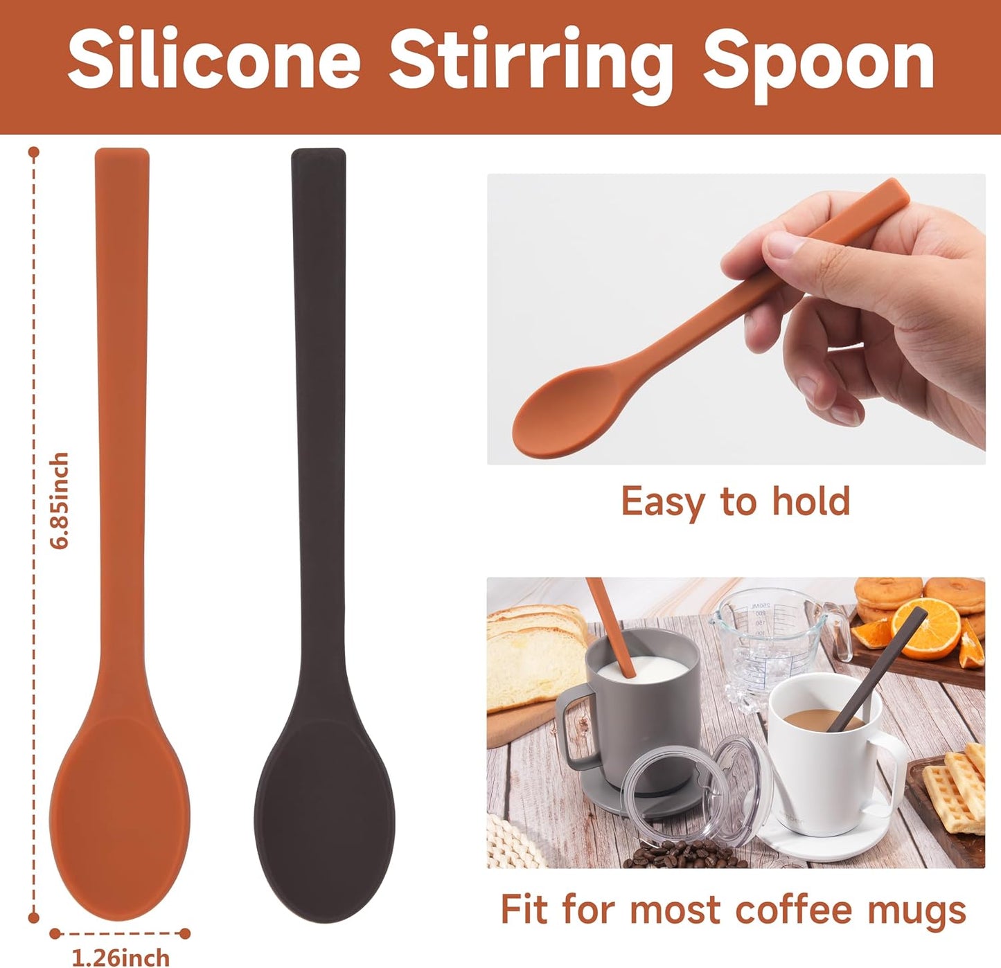 2 Cucharas Silicona Café 6.85pulg Reutilizables Lavavajillas
