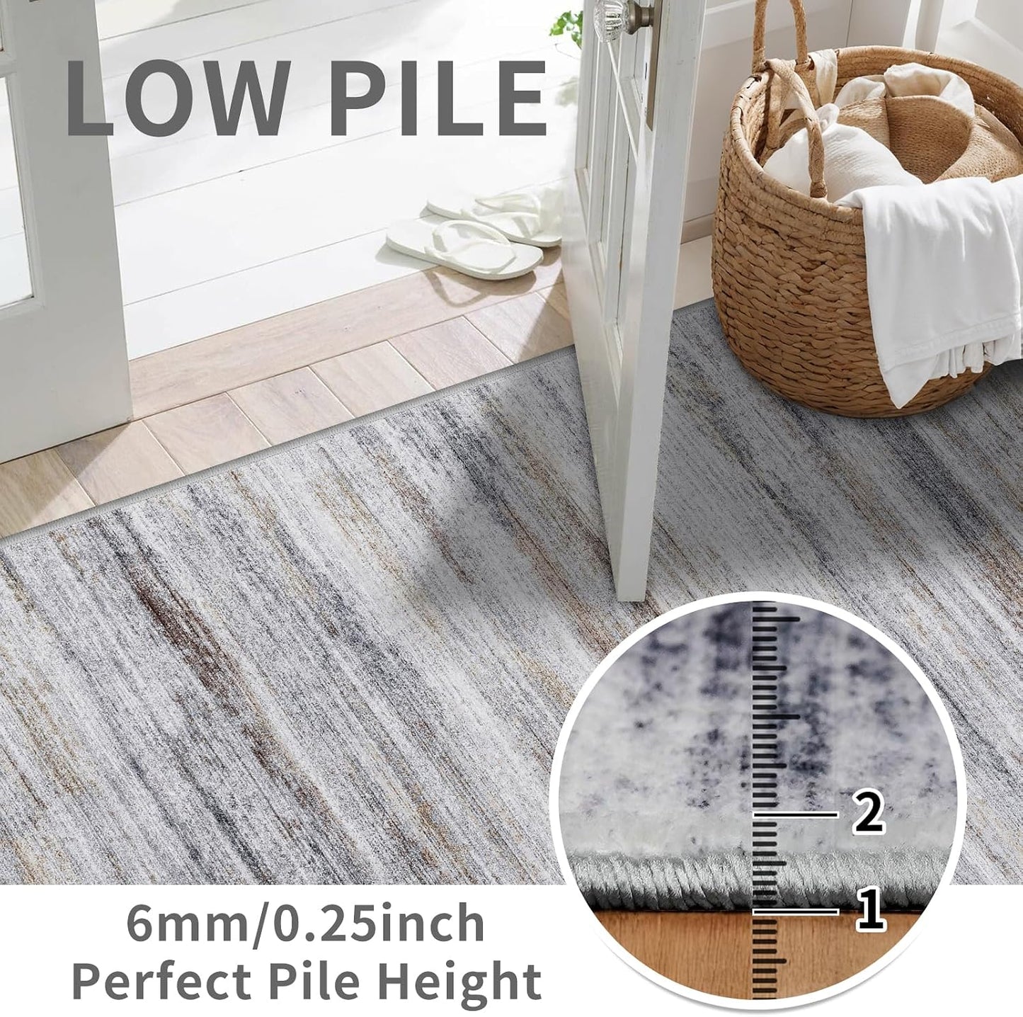 Alfombra pasillo lavable 2x5pulg beige gris antiderrap