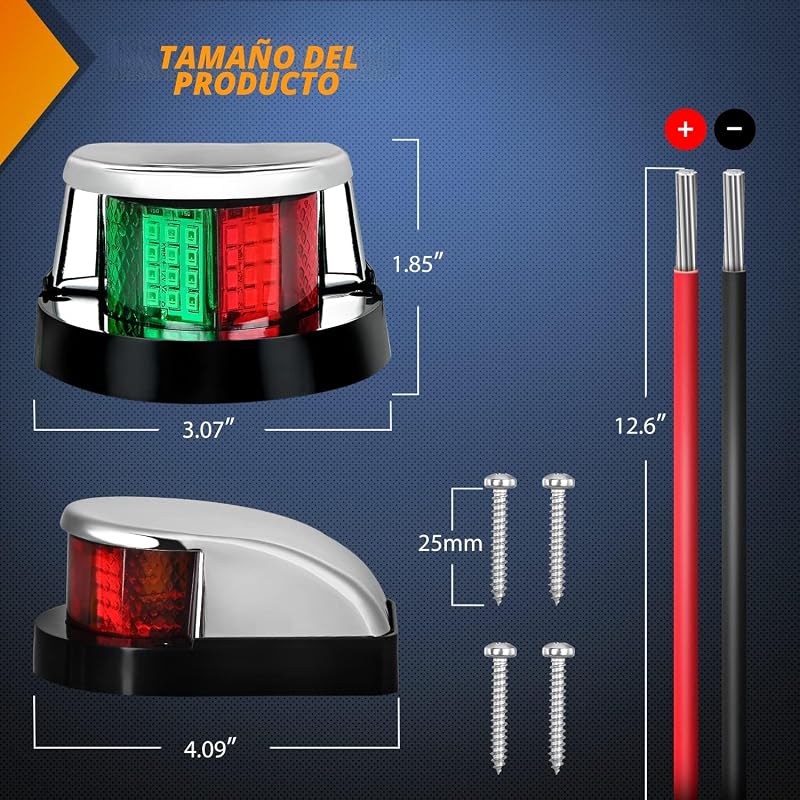 Luz navegación barco 24 LED rojo verde 12V Skeeter yate