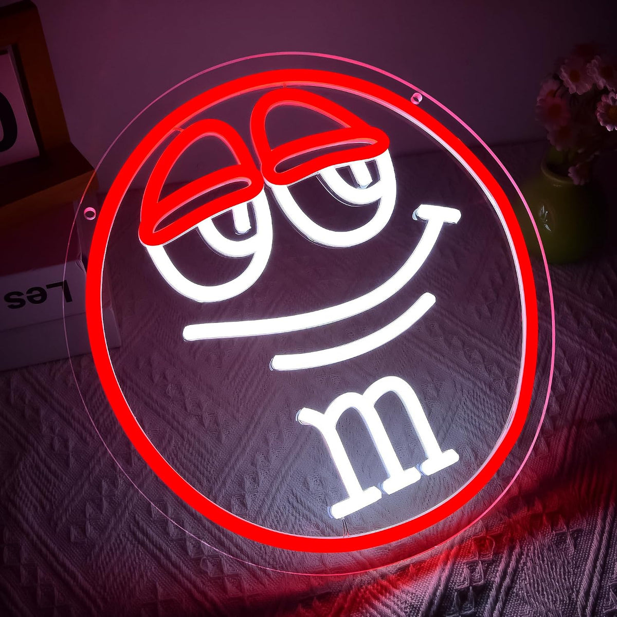 Letrero neón M luces LED chocolate para tiendas y fiestas