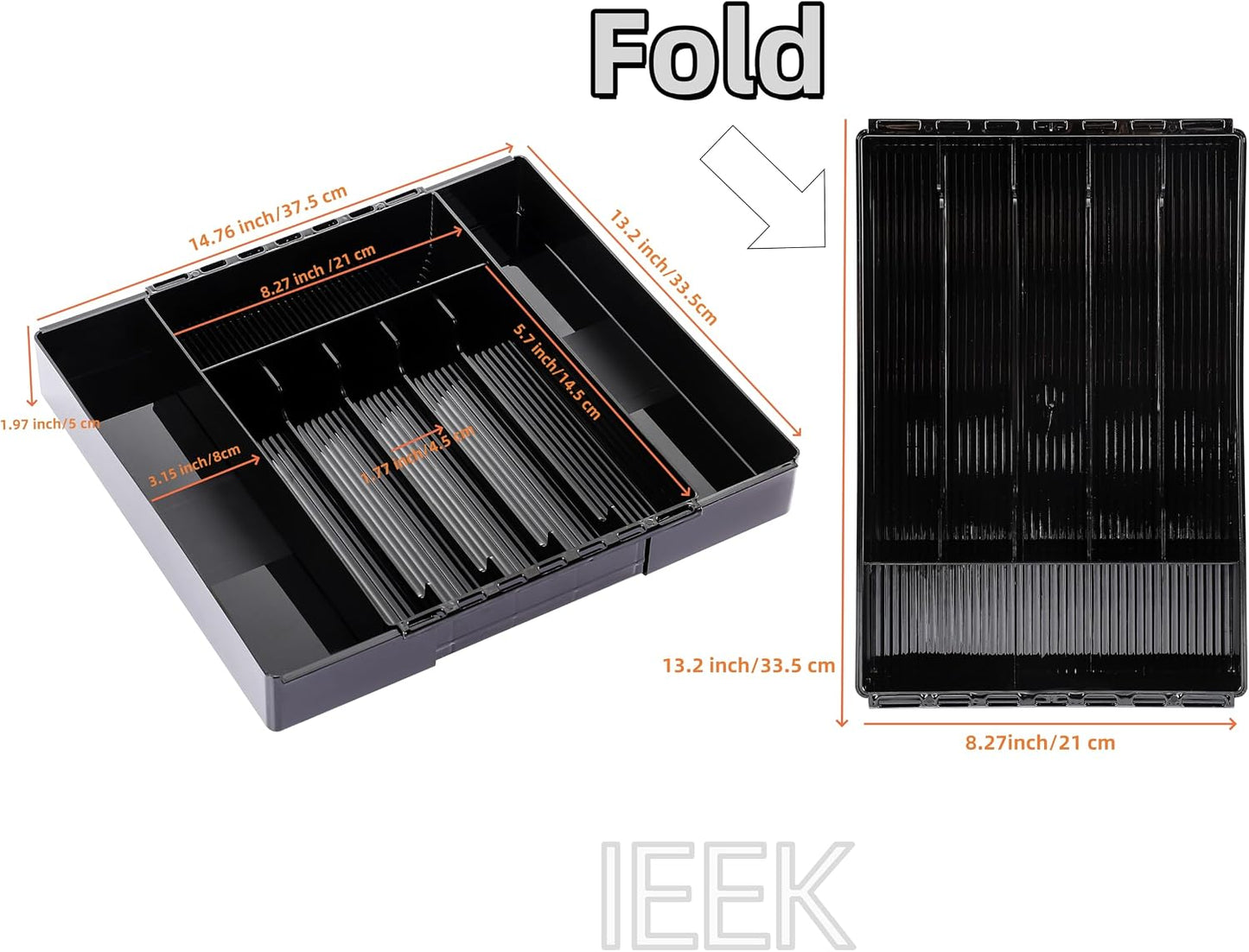 Organiz. cubiertos cajón cocina expandible ajustable negro