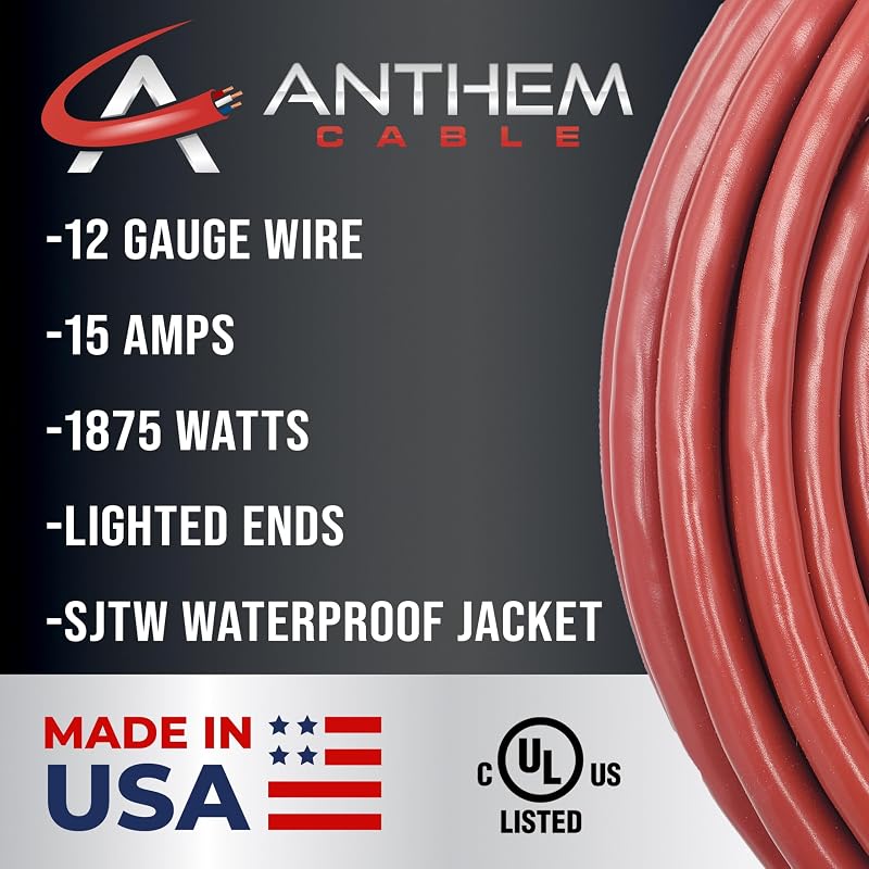 Cable extensión 100ft rojo impermeable exterior