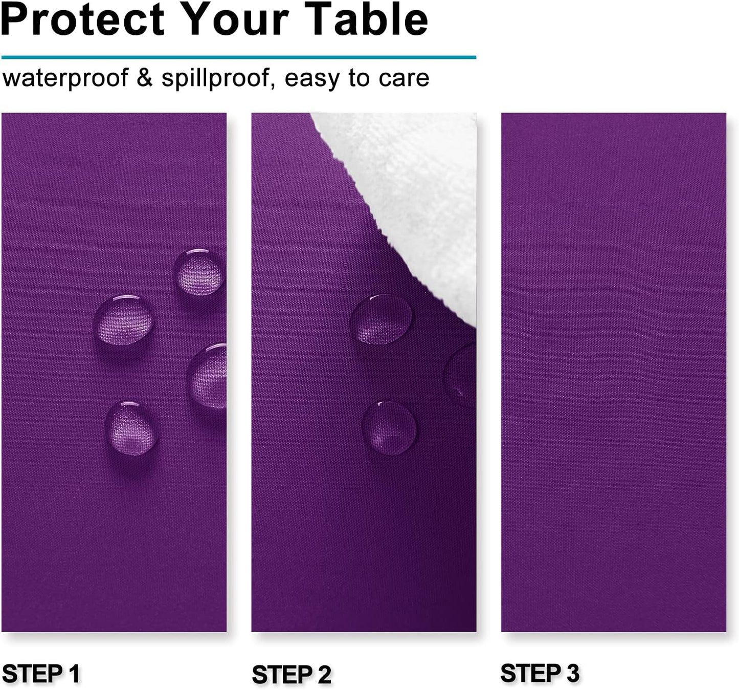 Mantel púrpura 60x84pulg impermeable para mesa rectangular