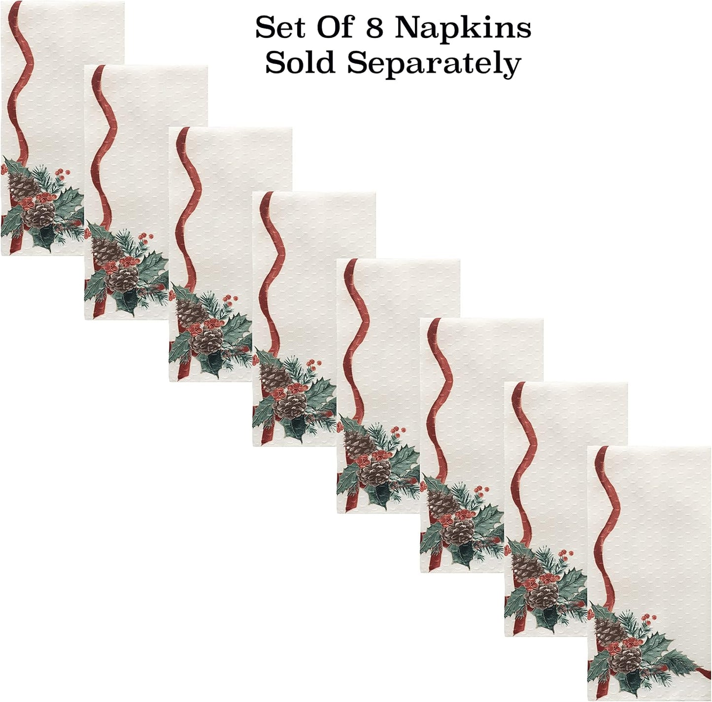 Mantel navideño tela doble cinta 60x102pulg estampado acebo