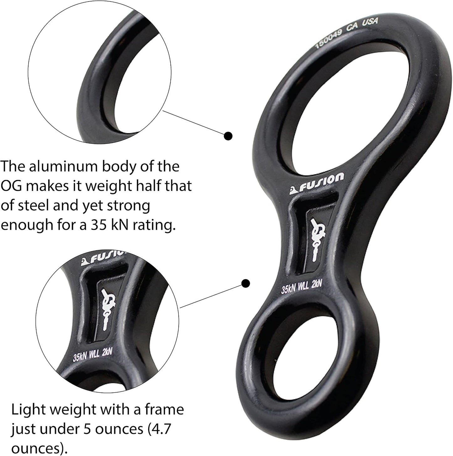 Descensor aluminio negro figura 8