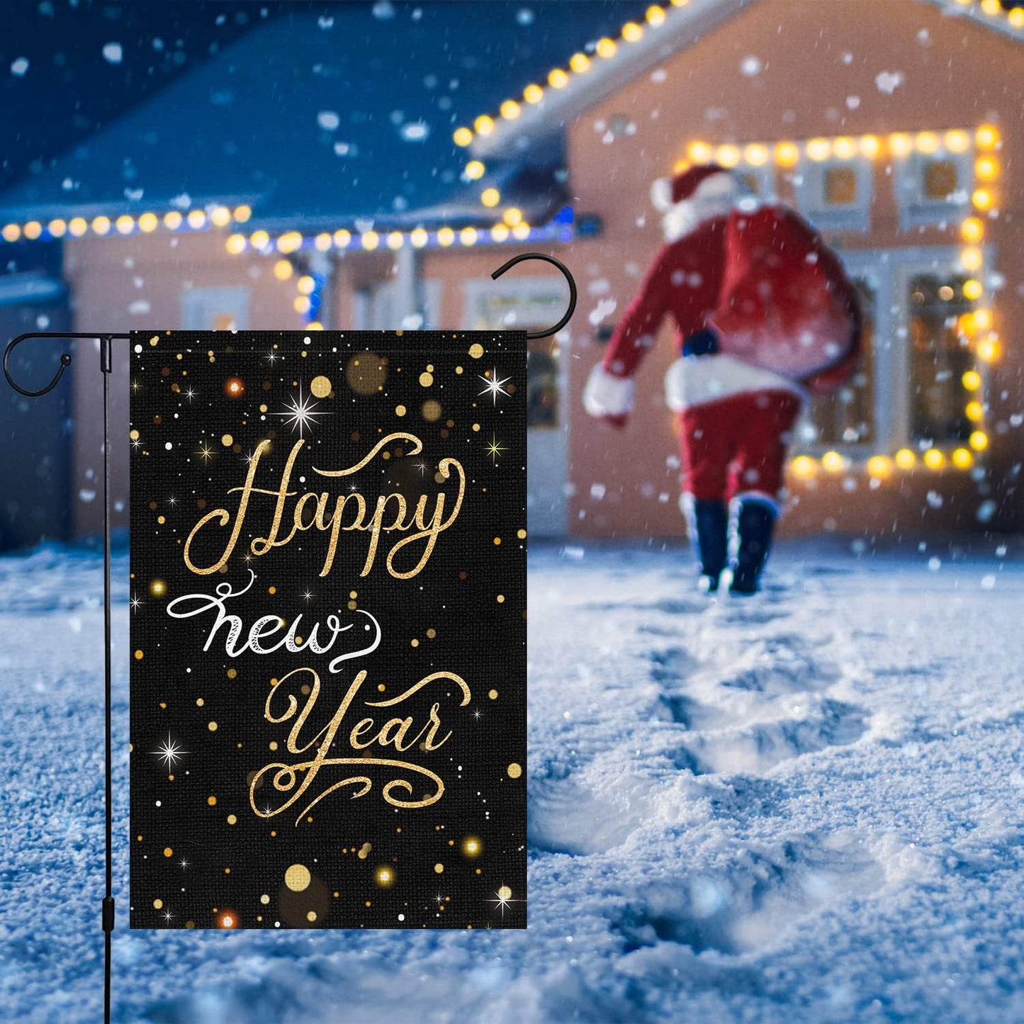 Bandera jardín 12x18pulg doble cara Happy New Year
